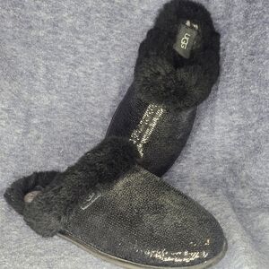 UGG Size 8 Women Scuffette II Mirror Ball Sequin Black Slippers Slip On flat